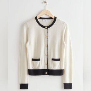 & Other Stories Fitted Gold Button Cardigan (Size XS)